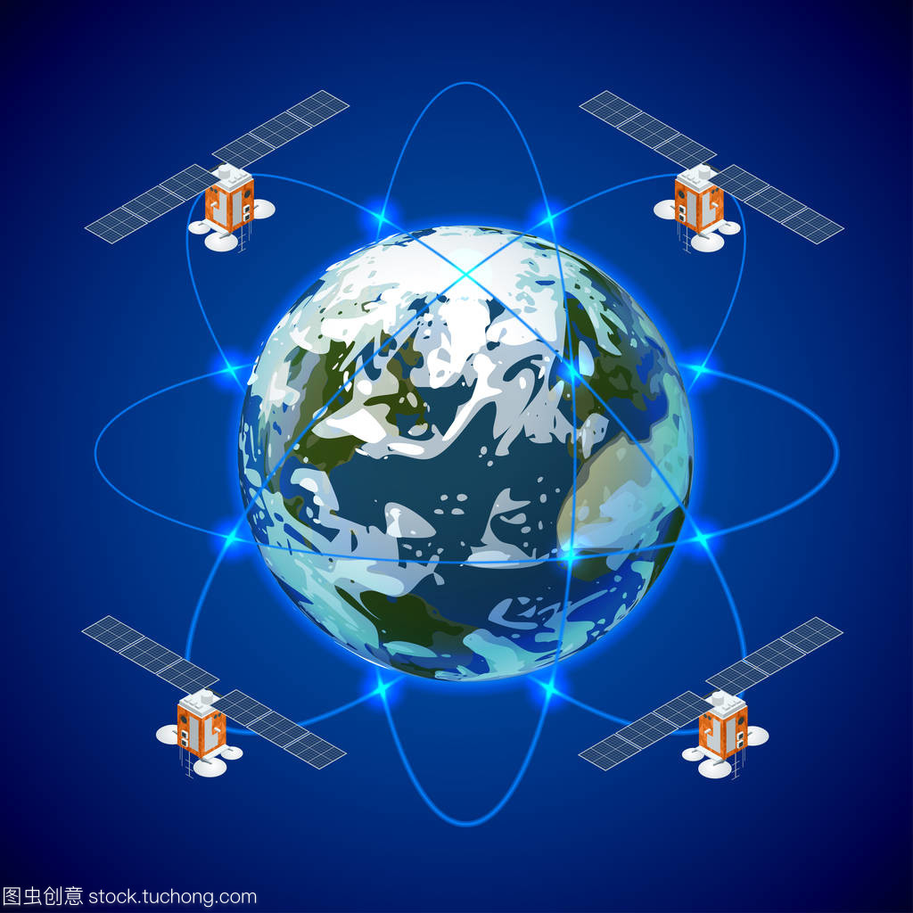 網絡和衛星數據交換在行星地球在空間中。Gps 衛星